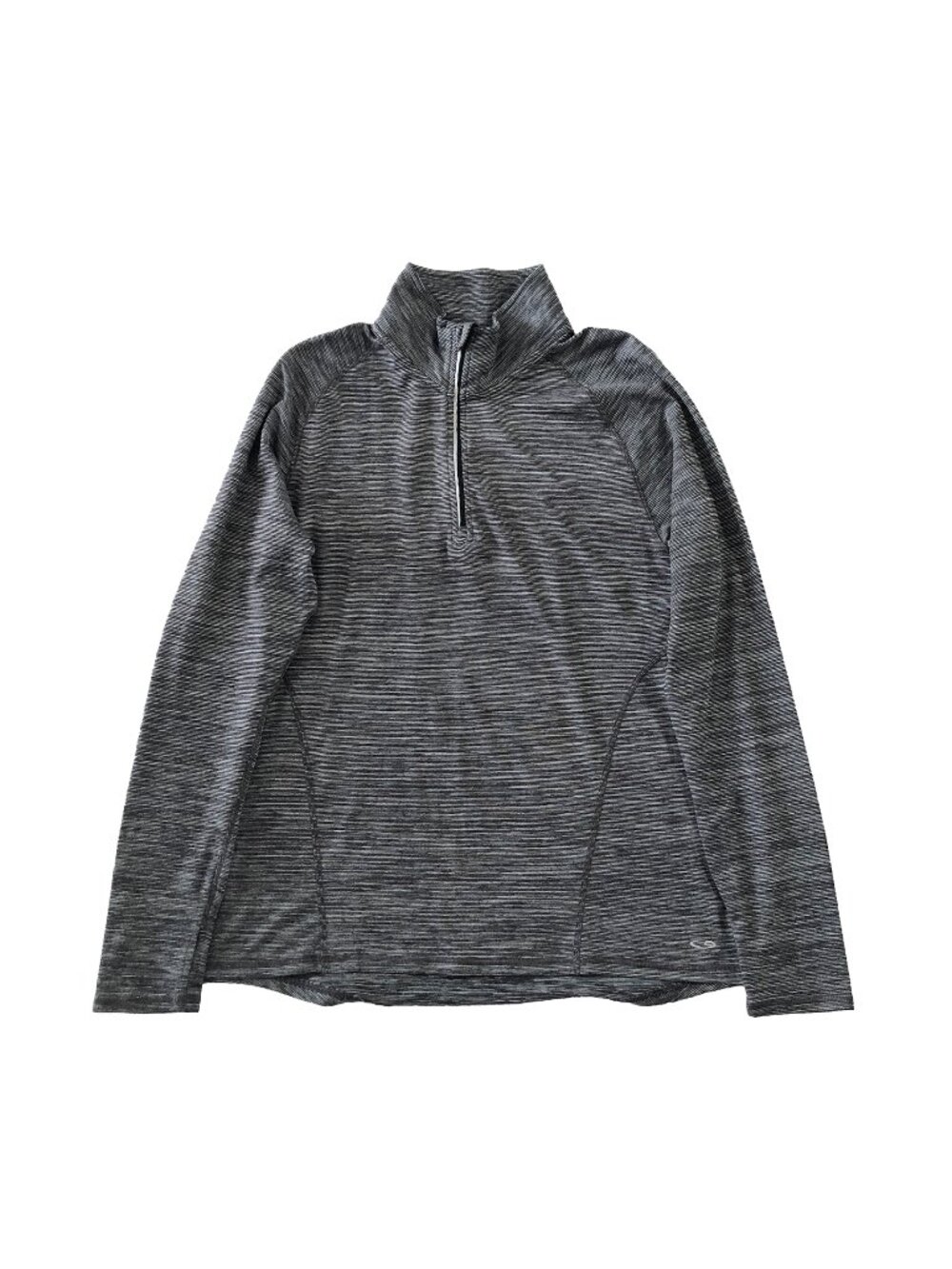 Champion Duo Dry T-Shirt Womens Athletic Sz L Black Pin Striped ¼ Zip Mock Neck